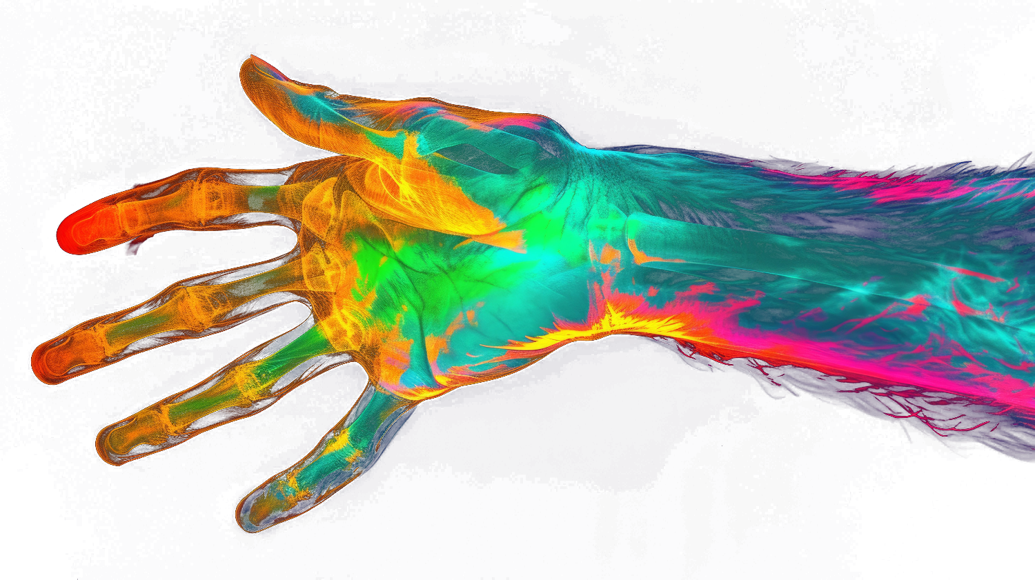 Spectral biofield imaging of a human hand revealed across the unseen light spectrum